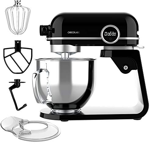 Cecotec Küchenmaschine Twist&Fusion 4500 Luxury Schwarz. 800 W, Gehäuse aus gegossenem Aluminium, DC-Motor, 8 Geschwindigkeiten, LED-Licht, 5,2-Liter-Schüssel aus Edelstahl