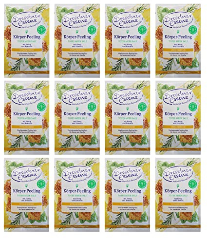 12er Pack Dresdner Essenz Körper-Peeling Totes Meer Salz Honig Kräuter 12 x 50 g Hautpeeling