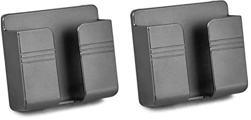 Orco 2 Pack Wall Mount Mobile Phone Charger Holder, 3M Adhesive Remote Wall Stand for Charger, Phone Holders for Kitchen Shower Bed Wall (phone Holder for Remote (Black)
