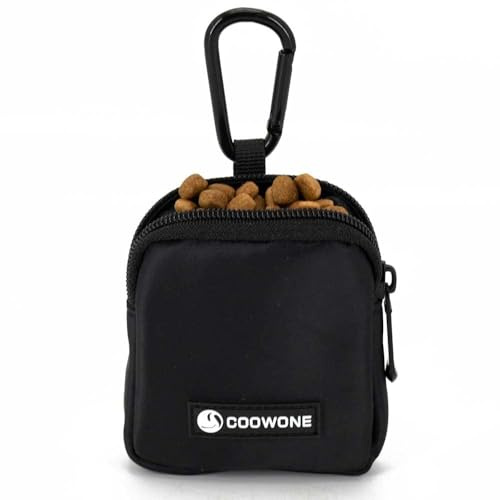Waterproof Dog Treat Pouch, Dog Training Treat Pouch Built in Poop Bag Dispenser Adjustable Shoulder Bag (BLK) (BLK)