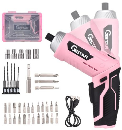 Taladro Atornillador Inalámbrico 3.6V, 1500mAh Destornillador Inalámbrico con Luz LED y Mango Pivotante (Máximo Par 3 N.m) de Carga Tipo C, 40 Accesorios, Estuche portátil, 39pcs