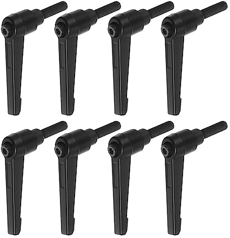QUARKZMAN 8uds Ajustable Sujeción Palanca Manijas M6 x 16mm Macho Rosca Perno Perillas Giratorio Tornillo Bloqueo Rápida Liberación Trinquete Pulsador Botón Mango, Negro