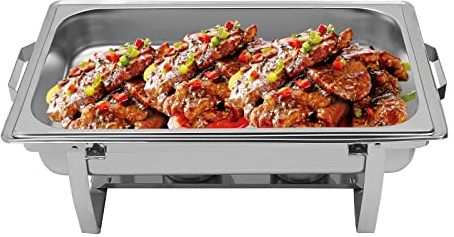 8/8,5/9L Chafing Dish matvärmare rostfritt stål varmhållningsbehållare lockhållare & matbehållare matvärmare rechaud för catering, buffé och fest (9 L, maegger)