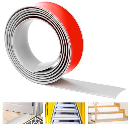 Profilé de transition autocollant - Plinthe souple - Barre de transition autocollante - En PVC - Barre de transition - Sans perçage - 2 m x 5 cm