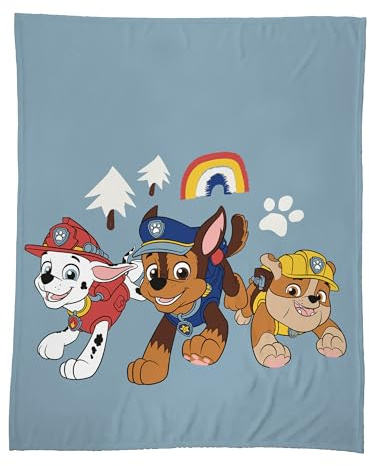 Pat Patrol kram pläd för barn | 100% polyester | Oeko-TEX | 125 x 150 cm | tryckt pojke | blå
