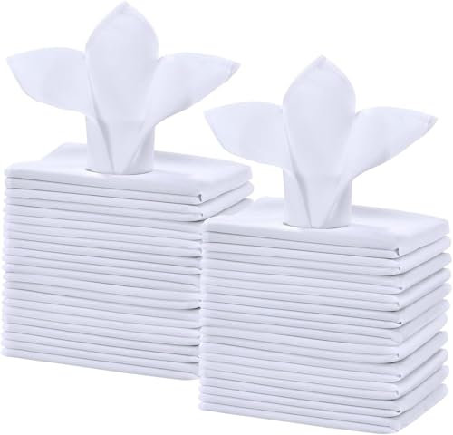 Pack of 6, 12, 24 & 48 Luxury Cotton Napkins 250-TC Hotel Quality Cloth Kitchen Linen Tableware Soft Washable & Reusable Oversized Party Dinner White Napkins (6)
