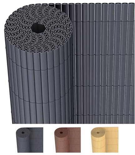 JORON PVC Sichtschutzmatte 90x300cm – Balkon Sichtschutz & Garten Sichtschutzzaun | Wetterfester Zaun Sichtschutz mit Kabelbindern, verstärkt & wasserdicht, Anthrazit