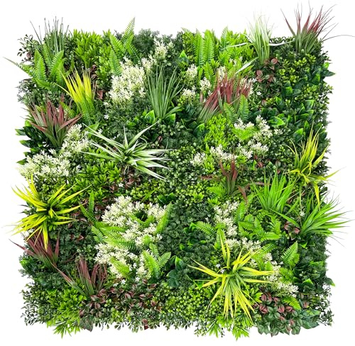 ODTORY Artificial Plant Wall Panels: 20×20 16P UV-Anti Faux Grass Wall Backdrop Boxwood Ivy Fence Privacy Screen Fake Greenery Leaf Hedge for Outdoor,Indoor,Garden,Backyard and Home Decor