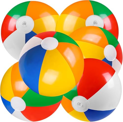 DTYDECLE 6 Stück 50cm Wasserball aufblasbar, Inflatable Beach Ball Bunte Strandball Aufblasbare Regenbogen Strand Spielzeug Ball für Sommer Wasser Pool Schwimmbad Spielzeug