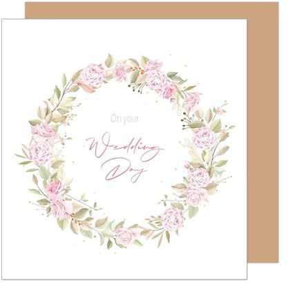 Edition Seidel HQ134 SW025 Carte de vœux carrée de qualité supérieure pour mariage avec enveloppe Motif couronne et branches