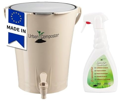 GARANTIA Urban City COMPOSTEUR 8L Kit avec Un accélérateur de Compost 100% Naturel Spray Speedy - Composteur Cuisine