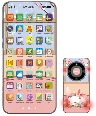 Wezalget Téléphone Jouet Éducatif | Jouet Interactif avec Lumières Éblouissantes,avec Écran Tactile Rechargeable et Contenu Éducatif