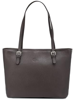 Caspar Große Leder Tote Bag Damen Shopper XL Schultertasche mit verstellbaren Schulterriemen - PREMIUM LINE - Modell No.867 - Made in Italy, Farbe:dunkelbraun