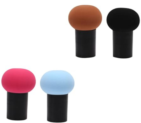 VILLFUL 4 pièces Lot de Houppettes Poudre Forme Champignon Lavables Éponges Maquillage Légères pour Fond de Teint Liquide et Poudre Coussin Aéré Multifonction pour Visage