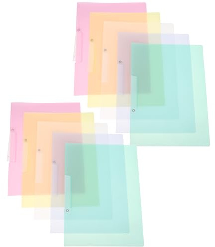 FIXOSHEE Cartelle di Presentazione con Clip Oscillanti Copertine per Report Pieghevoli in Plastica Leggera Organizer Portatile per Documenti con Apertura Laterale Set da 10 Pezzi per