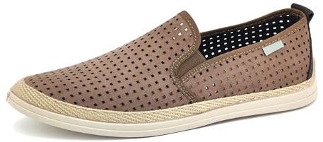JOMIX Zapatos Sin Cordones Hombre Verano Mocasines Ligeros Perforados Casual para Paseo Ciudad y Vacaciones Marrón 43