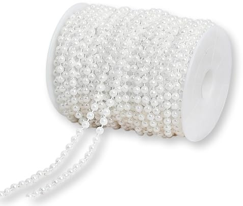 Livzikaroa Faux Pearl Beads Garland 5 Metre White Pearl String Chain for Wedding Christmas Party and DIY Decorations