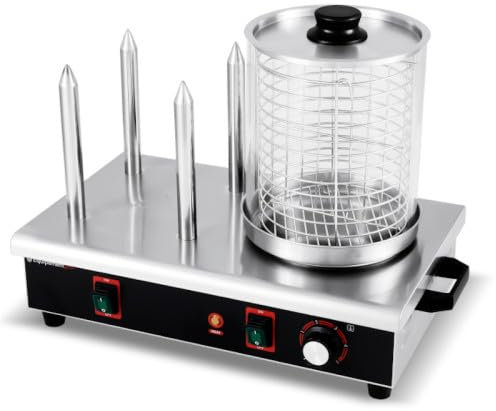 Equipementpro - (HDW-4) -Appareil à hot dog en inox - 4 plots chauffants - Machine à Hot Dog Professionnelle (Puissance 650 Watts