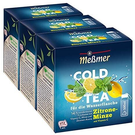 Meßmer Cold Tea Zitrone-Minze, 14 Pyramidenbeutel, 3er Pack