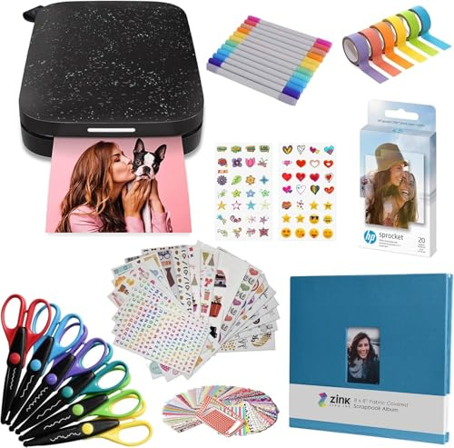 HP Sprocket Impresora fotográfica instantánea portátil de 2 x 3 Pulgadas (Negro) Kit de álbumes