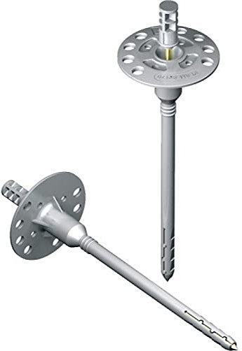 Chevilles d'isolation TFIX-8M avec clou métallique et tête surmoulée plastique 8x175 mm, boîte de 200 chevilles