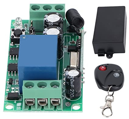 Interruptor Remoto Inalámbrico, DC 24V 1CH 10a Mini Relé Interruptor de Control Remoto Inalámbrico, Receptor de Código de Aprendizaje Universal, Uso para Puertas Eléctricas, Automóviles, Luces