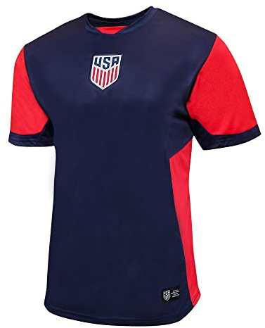 Icon Sports U.S. Soccer USMNT Adult Soccer Game Day Jersey-Inspired Shirt - Legend, Navy, Large