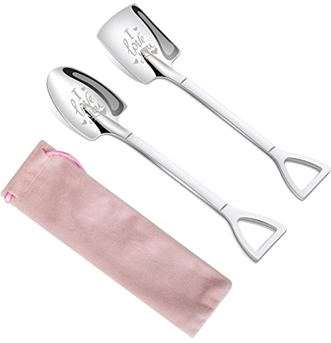 2 Pièces avec Gravure cuillère à Sucre Dessert Café Cuillères cuillere cafe Cuillères à café au Lait cuillères à café Mélange en Acier Inoxydable Cuillère Pour Cadeau de Saint-Valentin