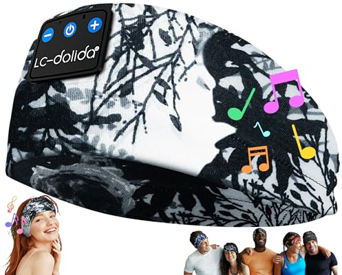 LC-dolida Schlafkopfhörer Bluetooth Schlafen Kopfhörer, Kabellos Sport-Kopfhörer Stirnband 15+ Stunden Lange Spielzeit Leichte Schlafstirnband mit HiFi-Stereo,Ergonomisch Tech Gadgets