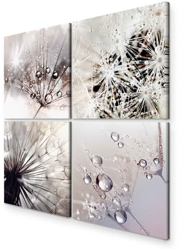 murando Akustikbilder Set Pusteblumen 4 Teilig je Akustikschaum Hochleistungsschallabsorber Schallschutz Leinwand Wandbild Raumakustik Schalldämmung b-C-0362-b-i