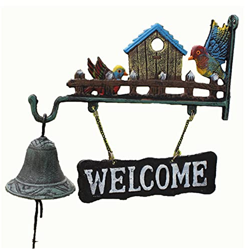 Skipdr Manually Shaking Doorbell Cast Iron Doorbell Chime Welcome Entry Door Bell Antique Doorbell for Decoration Wall Mounted Dinner Bell Vintage Home Garden Decoration Welcome Doorbell