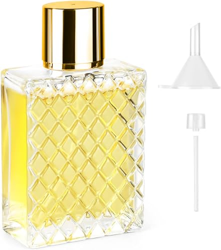 Ysimple Flacon Parfum Vide 100ml, Vaporisateur Rechargeable avec Entonnoirs, Bouteille Vide, Atomiseur Carré, Flacon Vaporisateur en Verre pour Voyages