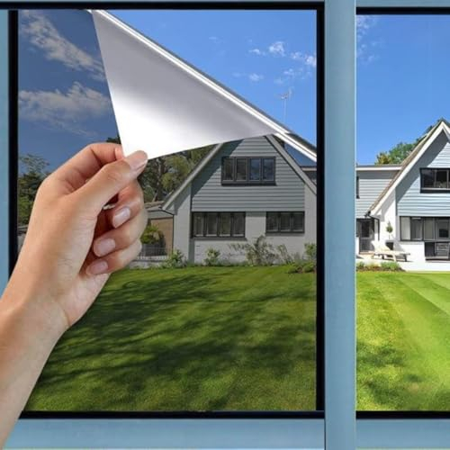 Perfect Cover - Film de Protection Brise-Vue Miroir, avec Isolation Thermique, économie d'énergie, Protection UV et intimité, raclette Incluse, Autocollant pour fenêtre et Verre (75x200)