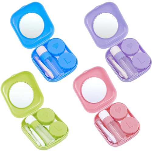 Kontaktlinsenbehälter 4 Stück Kontaktlinsen Einsetzhilfe Kontaktlinsen Box mit Kontaktlinsen Einsetzhilfe Halten Sie Kontaktlinsen Hygienisch und Sauber Kontaktlinsen Reiseset für Zuhause Reisen