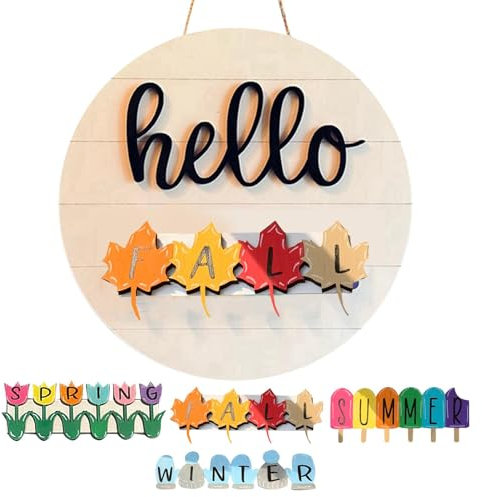 Set di cartelli di benvenuto stagionali intercambiabili, set di cartelli per porte stagionali | Cartello di benvenuto intercambiabile con lettere di saluto, decorazioni stagionali per porte, per