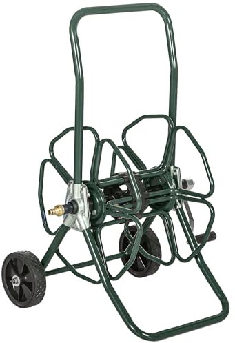 Outsunny Dévidoir de tuyau d'arrosage sur roues, 30 m de tuyau de Ø16 mm, dévidoir chariot, enrouleur tuyau d'arrosage, poignée antidérapante, métal, vert