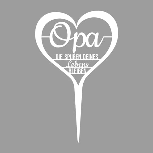 Illumino Grabschmuck Grabstecker Wetterfeste Grabdekoration aus Stahl mit Trauerspruch I Opa die Spuren deines Lebens bleiben I Eine liebevolle Erinnerung