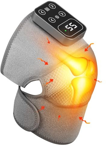 Aofesel Masajeador de rodilla 3 en 1, calentador de rodilla, masajeador de rodilla, calentador de rodilla con 5 calefacción y 3 masajes, soporte de rodilla calentado inalámbrico, recargable, tamaño