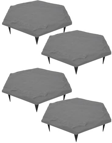 PerGar Pietre Miliari da Giardino da 4 Pezzi, Pietre Miliari con 24 Picchetti da Terra, Pietre Miliari Decorative, Pietre Miliari Grandi per Passerella da Giardino, Pietre Miliari per