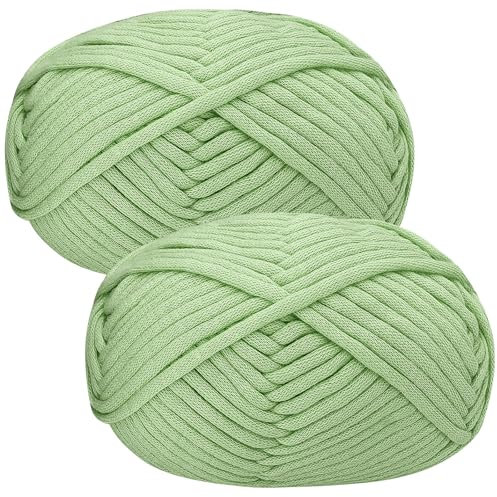 Renyiz Chunky Yarn for Crochet, 2x50g Soft Thick Wool for Beginners and Amigurumi Projects Easy Crochet Starter Kit Sage Green Yarn