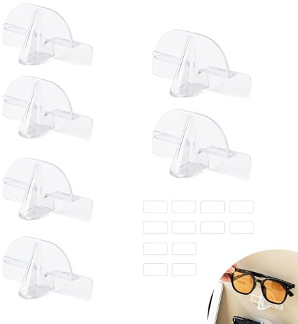 MUNTEA Brillenständer, 6 Stück Brillenhalter Wand, Transparente Wandmontage Brillenaufbewahrung, Selbstklebender Brillenrahmen für Türen, Eingänge, Wohnzimmer