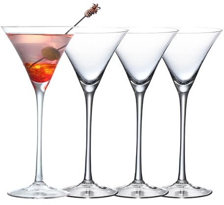 Crystal Martini Glasses, Set of 4, Hand Blown Stemware for Cocktails, 4.6oz