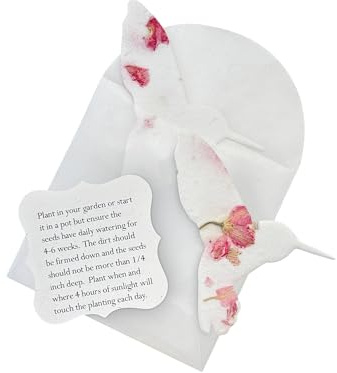 Seed Bloom Papel de semillas de flores silvestres, juego de 24 rosas en forma de colibrí con sobre e instrucciones de plantación, regalo para escribir y plantar para los amantes de las plantas, uso