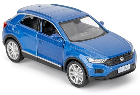 RMZ City Volkswagen T-ROC SUV modello auto, 1/36 scala casting zinco lega giocattolo auto per bambini, tirare indietro veicoli per bambini ragazzi ragazze regalo (blu)