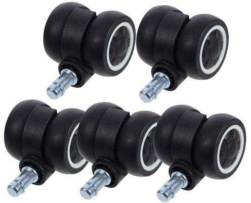 UTHCLO 5 piezas Ruedas Silenciosas para Sillas de Oficina y Gaming Doble Rodamiento Resistentes y Giratorias Compatibles con Muebles y Patas de Mesa Diseño Duradero y Silencioso