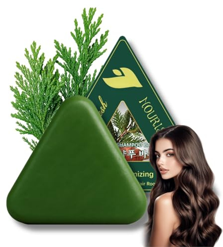 Nature Triangle Shampoo Bar, Festes Shampoo mit Pflanzenformel für Sanfte Reinigung und Nährende Pflege, Tiefenreinigungsshampoo gegen fettiges Haar & trockene Kopfhaut, rutschfeste Dreiecksform 1pc
