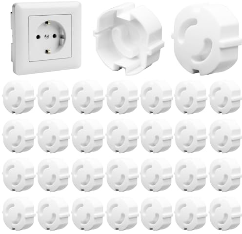 HOWAB 40PCS Protector Enchufes para Bebes: Tapa Enchufes para Bebes Blanco, Tapones de Seguridad Infantil, Fácil de Instalar, Material Seguro, para Salón, Dormitorio, Cocina, Baño