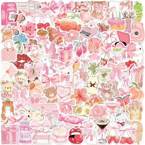 Pink Park Bookish Book Stickers Cute Aesthetic Stickers for Kindle Laptops | 100pcs Waterproof Kindle Stickers Vinyl Stickers Decal for Scrapbook, Water Bottles, Laptops