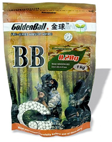 35654 Billes de précision en PVC pour armes de airsoft Golden Ball 6 mm 0,20 g En sac 1 kg de billes