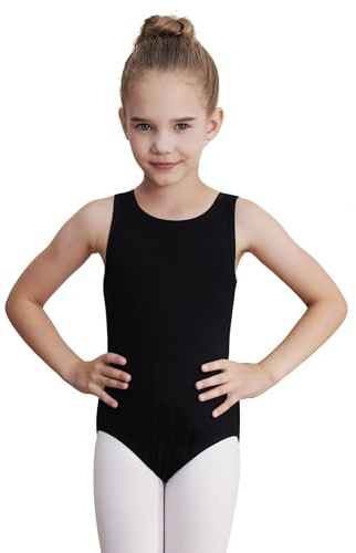 WEGETIT Leotards for Girls Gymnastics Black Sleeveless Leotard Toddler Dance Tank top Kids Ballet Bodysuit (Black, 2-4T)